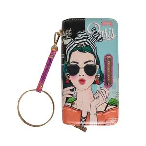 Rare Nicole Lee Paris Bonjour Fashion Bracelet Wristlet Zip up Clutch Wallet NWT